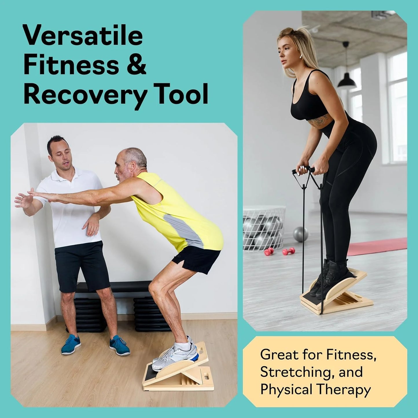 Slant Board with 6 Incline Angles - Transforms into a Balance Board - Premium Calf Stretcher and Wobble Board for Effective Calf Stretching and Squats