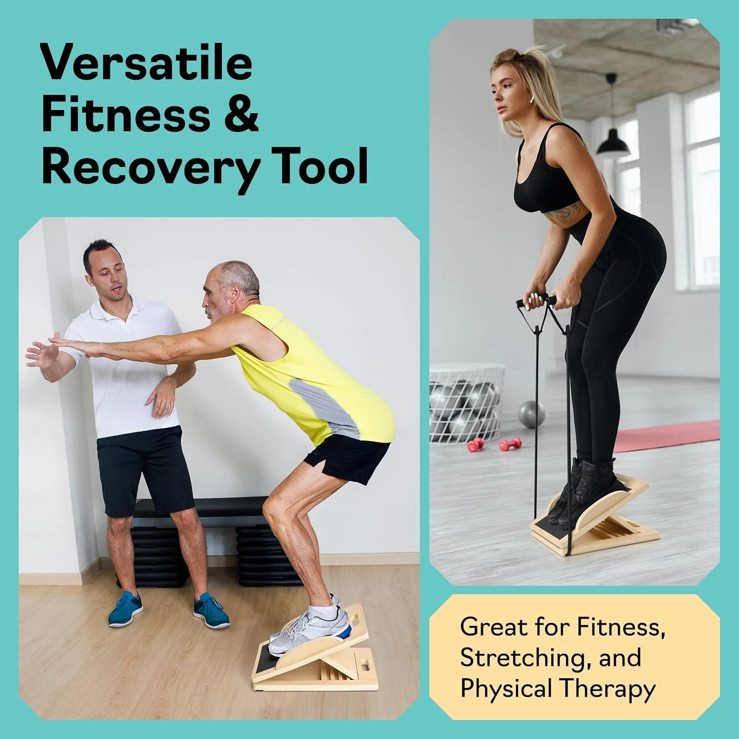 Slant Board with 6 Incline Angles - Transforms into a Balance Board - Premium Calf Stretcher and Wobble Board for Effective Calf Stretching and Squats