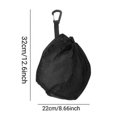 Drawstring Mesh Sports Ball Bag - Basketball, Football, Volleyball Storage Bag with Carabiner