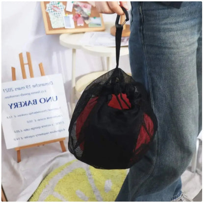 Drawstring Mesh Sports Ball Bag - Basketball, Football, Volleyball Storage Bag with Carabiner