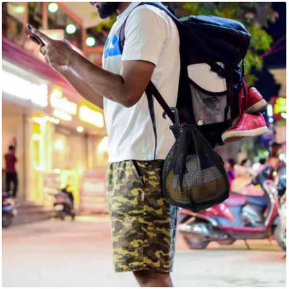 Drawstring Mesh Sports Ball Bag - Basketball, Football, Volleyball Storage Bag with Carabiner