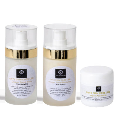 Organic Three Step Facial Renewal System - Wash, Moisturizer & Scrub - For WOMEN